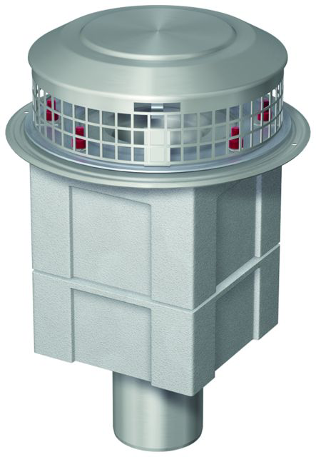 ACO Flachdachablauf Spin V2A DN100 90 Grad/1-tlg/Kiesf.V2A/Dämmug.Styropor
