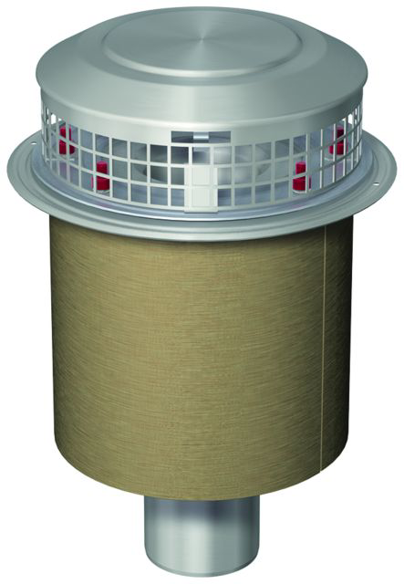 ACO Flachdachablauf Spin V2A DN100 90 Grad/1-tlg/Kiesf.V2A/Dämmug.Steinw.