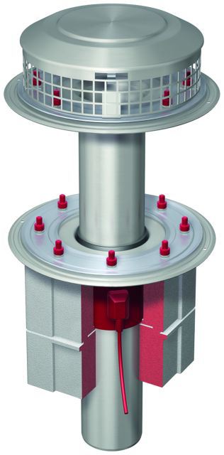ACO Flachdachablauf Spin V2A DN100 90 Grad/2-tlg/Kiesf.V2A/Heizug./Styropor