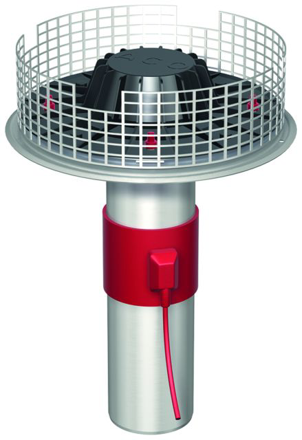 ACO Flachdachablauf Jet V2A DN100/90Grad 1-tlg/Kiesf. V2A mit Heizung