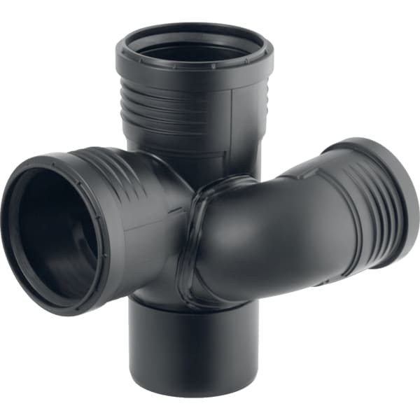 Geberit Silent-PP duct branch fitting 87.5°, swept-entry, left: d=110mm, d1=75mm, d2=110mm 