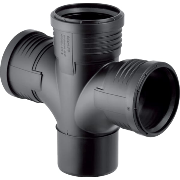 Geberit Silent-PP double branch fitting 87.5°, swept-entry: d=110mm, d1=110mm, d2=110mm 