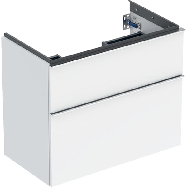 GE iCon Unterschrank f. WT, verk. Ausld. 74x61,5x41,6cm, weiß hgl/Gr. chrom