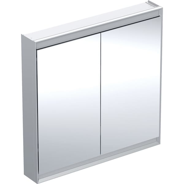 GE ONE Spiegelschrank mit ComfortLight 2 Türen, AP-Mont., 90x90x15cm, alu.