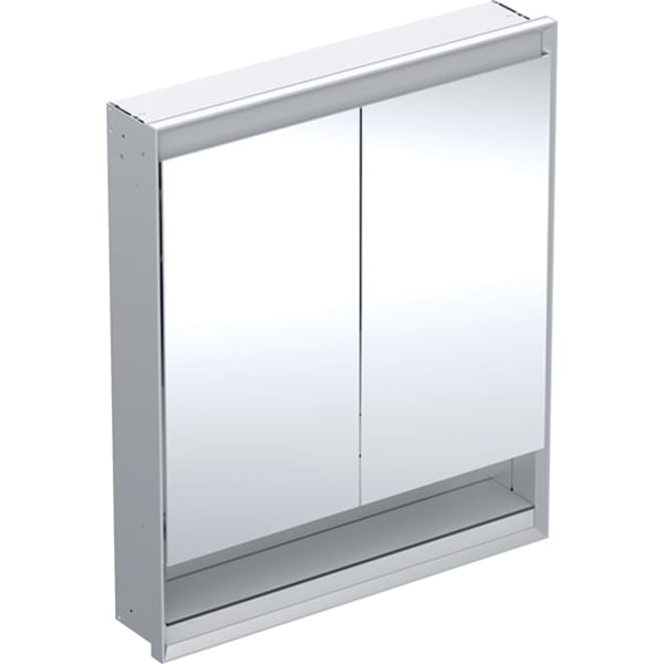 GE ONE Spiegelschrank mit Ni/Comf.Light 2 Türen, UP-Mont., 75x90x15cm, alu.