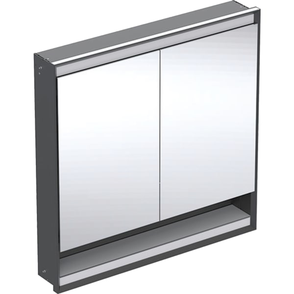 GE ONE SPS, Nische u.Comf.Light, 2 Türen UP-Mont,90x90x15cm, schw matt/alu. plvb