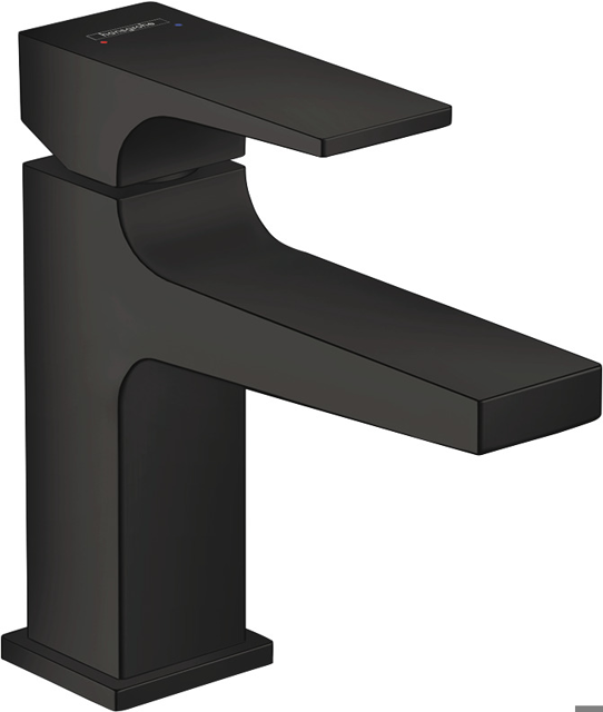 HG Waschtischmischer 100 Metropol mattschwarz kurzer Ausl.Push-Open Abl.