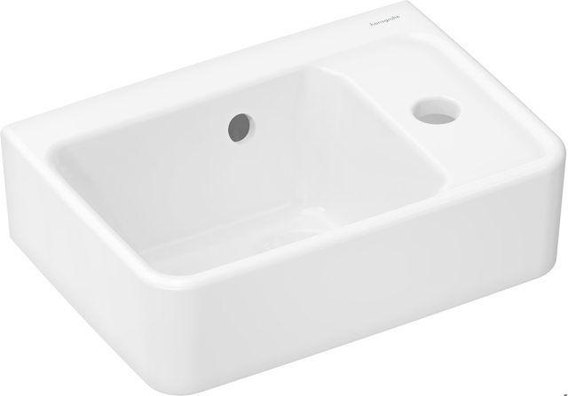 HG Handwaschbecken Xanuia Q 360x250mm mit Hahnloch und Überlauf weiß
