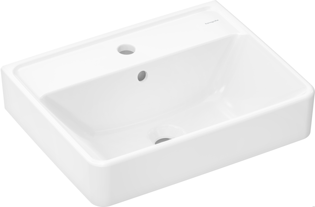 HG Handwaschbecken Xanuia Q 500x390mm mit Hahnloch und Überlauf weiß