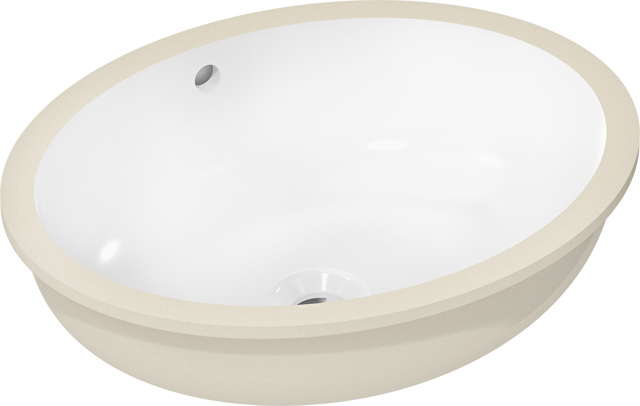 HG Unterbauwaschtisch Xuniva D 450x350mm o.Hahnloch m.Überlauf weiß