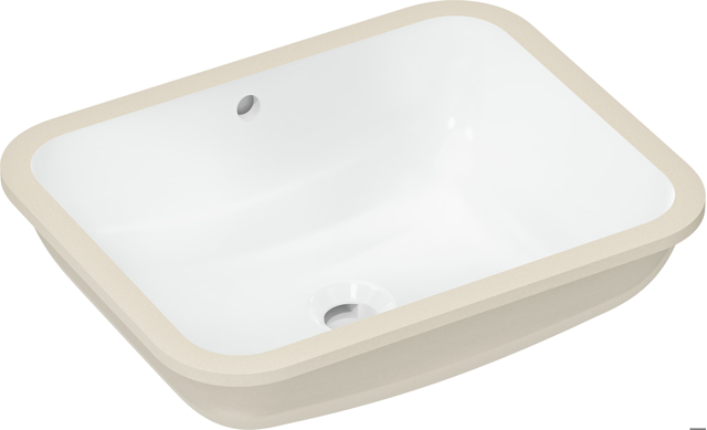 HG Unterbauwaschtisch Xuniva Q 450x350mm o.Hahnloch m.Überlauf weiß