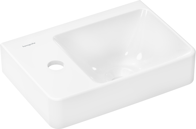 HG Handwaschbecken Xelu Q 360x250 mm m.Ablage links,Hahnloch o.Überlauf weiß