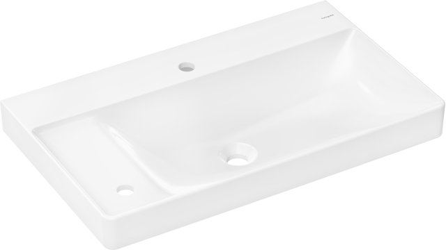 HG Waschtisch Xelu Q 800x480 mm m.Ablage li.2 Hahnlöcher o.Überlauf weiß