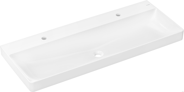 HG Waschtisch Xelu Q 1200x480 mm m.2 Hahnlöcher o.Überlauf weiß