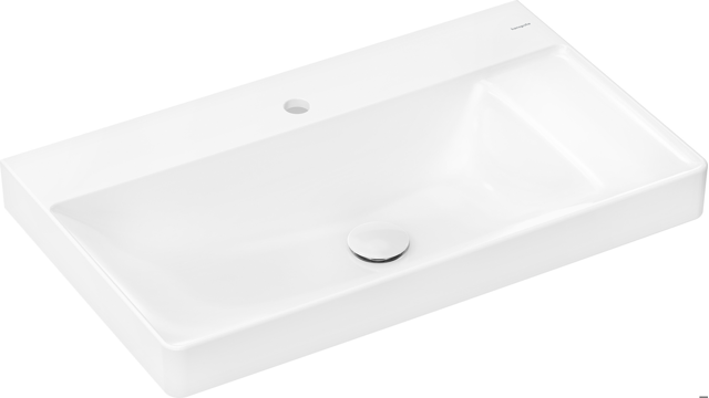 HG Waschtisch Xelu Q 800x480mm m.Abl.rech./Hahnl.o.ÜBL, SmartClean weiß