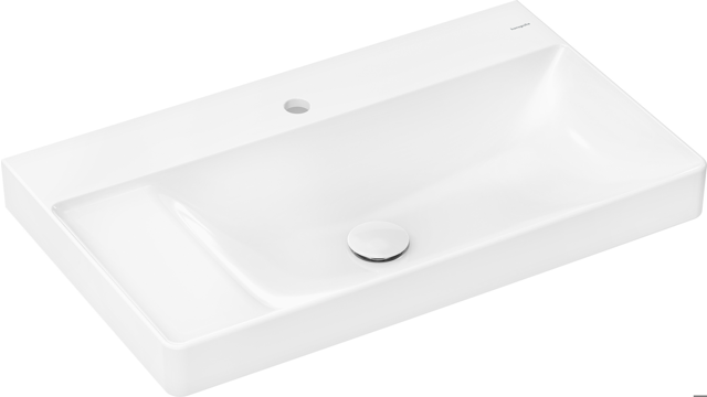 HG Waschtisch Xelu Q 800x480mm m.Abl.links/Hahnl.o.Ül.SmartClean weiß