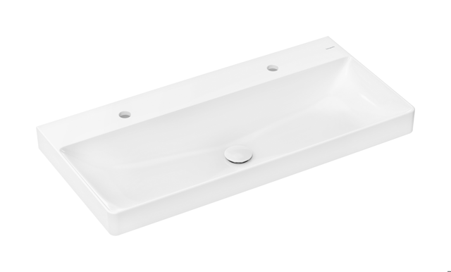 HG Waschtisch Xelu Q 1000x480mm m.2 Hahnlöcher o.Überlauf SmartClean we