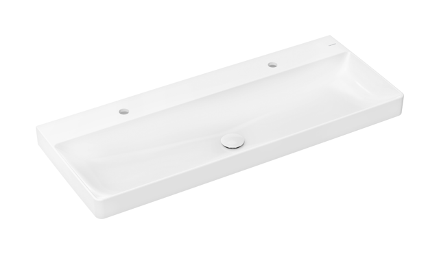 HG Doppelwaschtisc.Xelu Q 1200x480mm 2 Hahnlöcher o.Überlauf SmartClean weiß