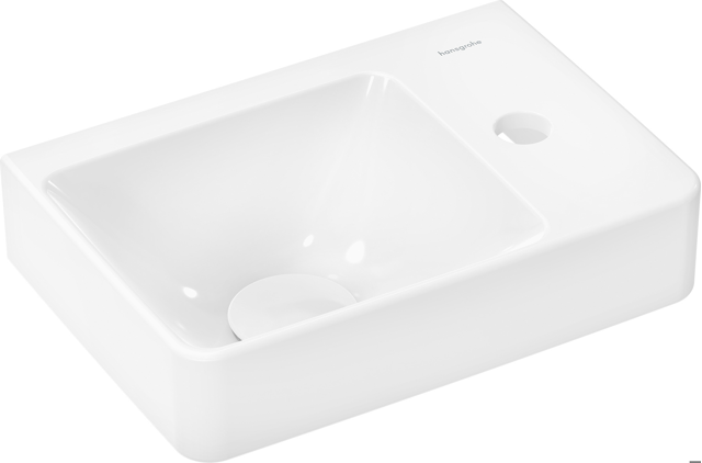 HG Handbwaschbecken Xelu Q 360x250mm m.Abl.re.m.Hahn./o.Überl.SmartClean weiß