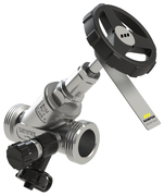 NIRO Freistrom-Absperrventil, mit Entleerventil, AG, DN 50 