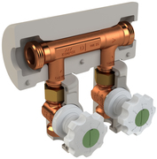 KHS Venturi-Strömungsteiler-Gruppe -dynamisch-, zur AP-Montage, Durchgang AG, Durchgang DN 25, Abgänge DN 20, VAV DN 20 