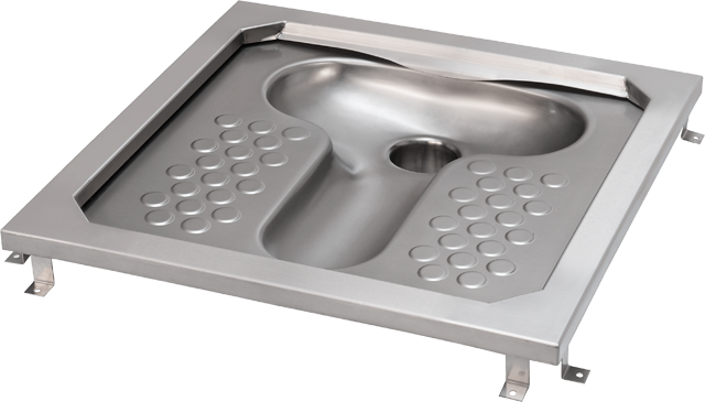 AR Hock-WC, CAMPUS, Edelstahl, Spülrand, 755x200x755 mm, suizidhemmend