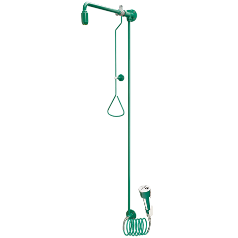 AR Notduschkombination, Zugstange, Augendusche, grün, Wasser aus Decke