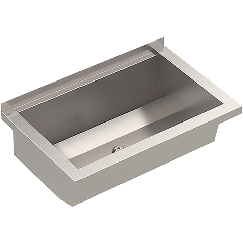 AR Waschrinne, PLANOX, Edelstahl, Wandmontage, 600x210x382 mm, o. Arm-bank