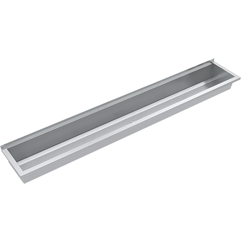 AR Waschrinne, PLANOX, Edelstahl, W.-Mont., 2400x210x382 mm, o. Arm-bank