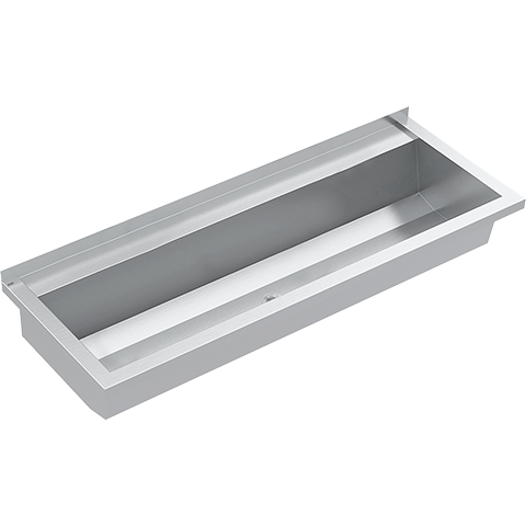 AR Waschrinne, PLANOX, Chromstahl, W.-Mont., 1200x210x442 mm, m. Arm-bank
