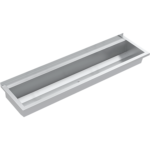 AR Waschrinne, PLANOX, Chromstahl, W.-Mont., 1600x210x442 mm, m. Arm-bank