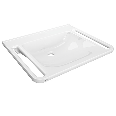 AR Einzelwaschtisch, MEDCARE, MIRANIT, 650x150x550 mm, weiß, Griff