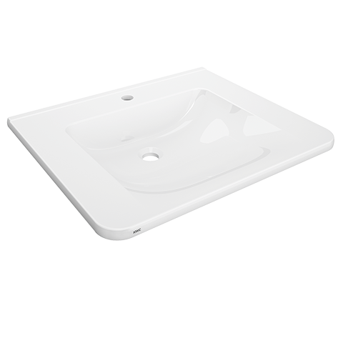 AR Einzelwaschtisch, MEDCARE, MIRANIT, 650x150x550 mm, weiß, Hahnloch