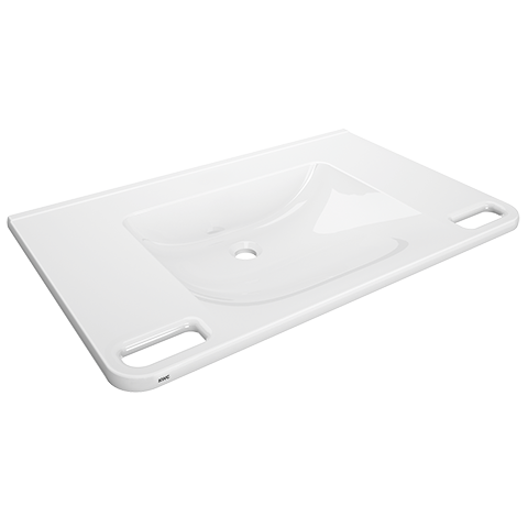 AR Einzelwaschtisch, MEDCARE, MIRANIT, 850x150x550 mm, weiß, Griff