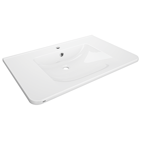 AR Einzelwaschtisch, MEDCARE, MIRANIT, 850x150x550 mm, weiß, Hahnloch, Überlauf