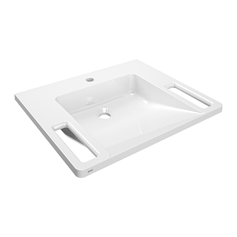 AR Einzelwaschtisch, EXOS, MIRANIT, 600x125x500 mm, weiß, Hahnloch, Griff