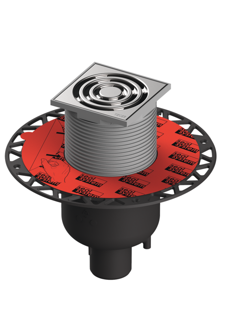 TECEdrainpoint S
- Kit d'évacuation 130 « vertical » avec flasque d'étanchéité universelle Seal System 