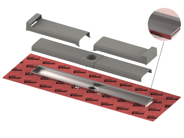 TECEdrainline-Evo Rinne mit WFA, 800 mm befestigte Seal System Dichtmanschette